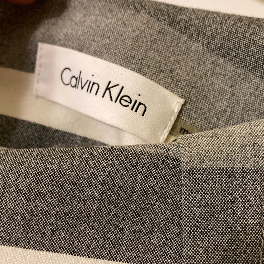Calvin Klein dress gray and white stripe size 6